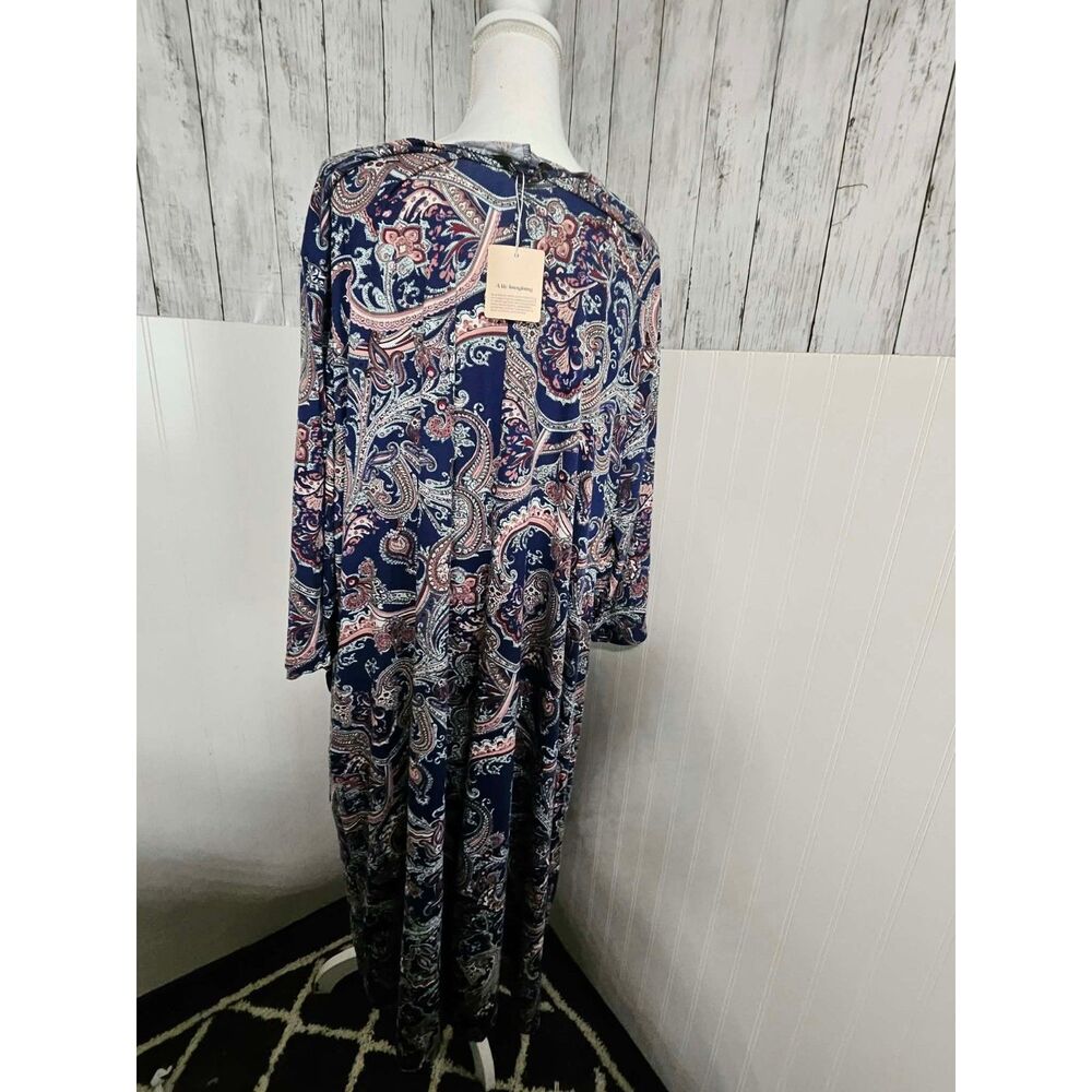 BloomChic Plus Size 30 Paisley Maxi Dress Long Sleeve Faux Wrap Petal Hem NWT - Picture 4 of 5